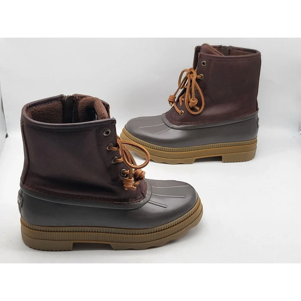 Sperry Saltwater Duck Boots Women's 6 Brown Gray NWOB Leather‎ Water-Resistant